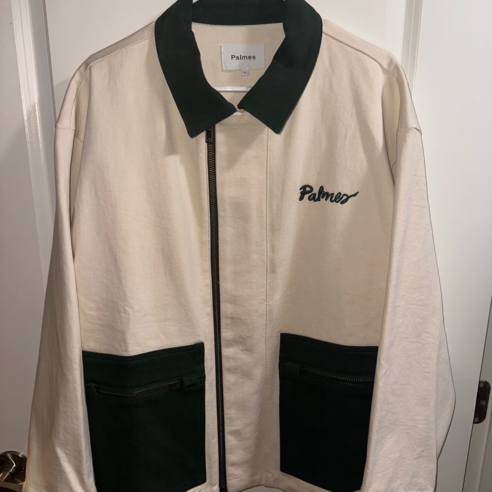 White and Green Lightweight Shirt Jacket